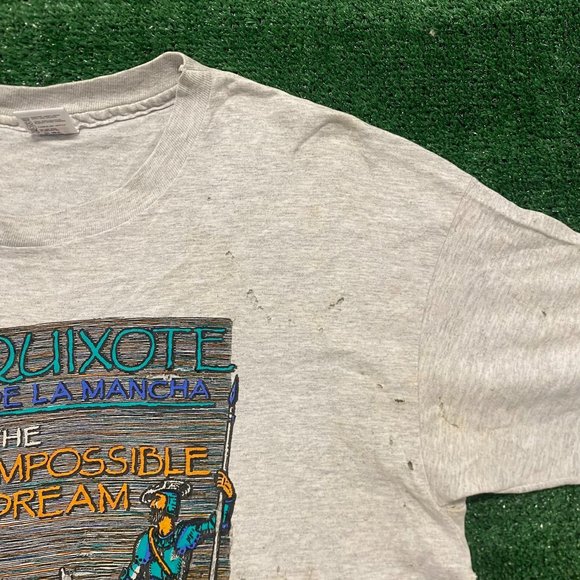 Vintage 90s Don Quixote Book Quote Grunge Single Stitch Tee - Picture 5 of 11
